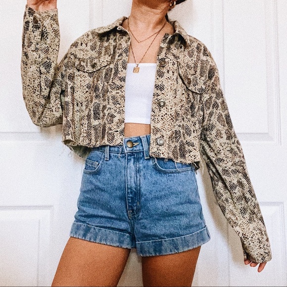 Princess Polly Jackets & Blazers - Snakeskin Cropped Jacket